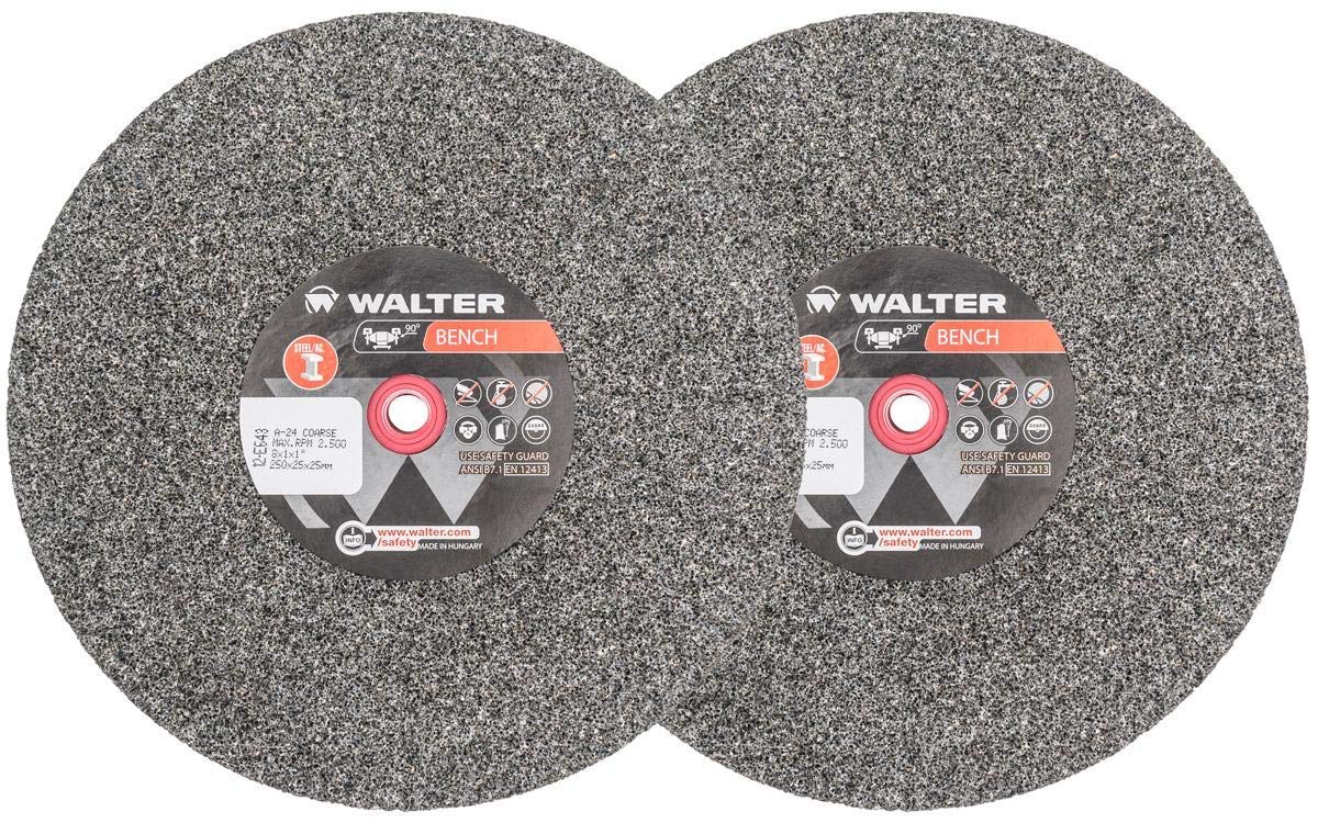 Walter 12E533 Bench Grinding Wheel – Coarse Grit 24, 8 in. Finishing Wheel for Bench and Pedestal Grinders. Abrasive Finishing Supplies