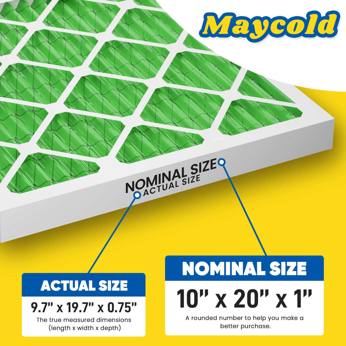 MERV 13 10x20x1 Air Filter (4-Pack), High-Efficiency Pleated AC & Furnace Filters, Actual Size: 9.70” x 19.70” x