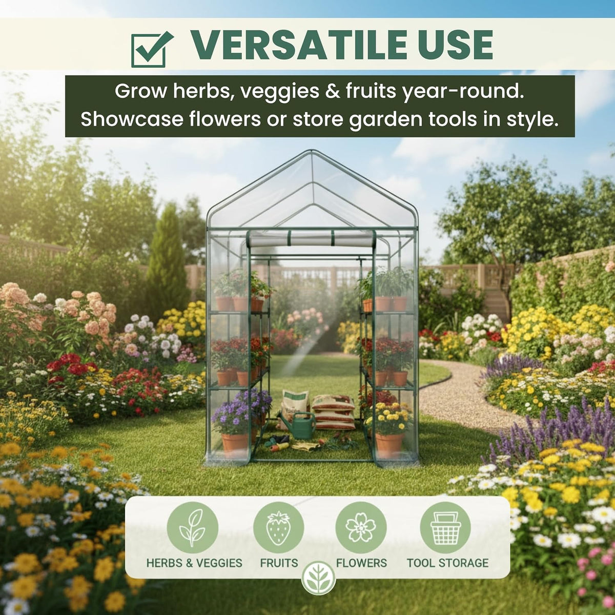 Walk in Greenhouse, 56 x 56 x 76-Inch