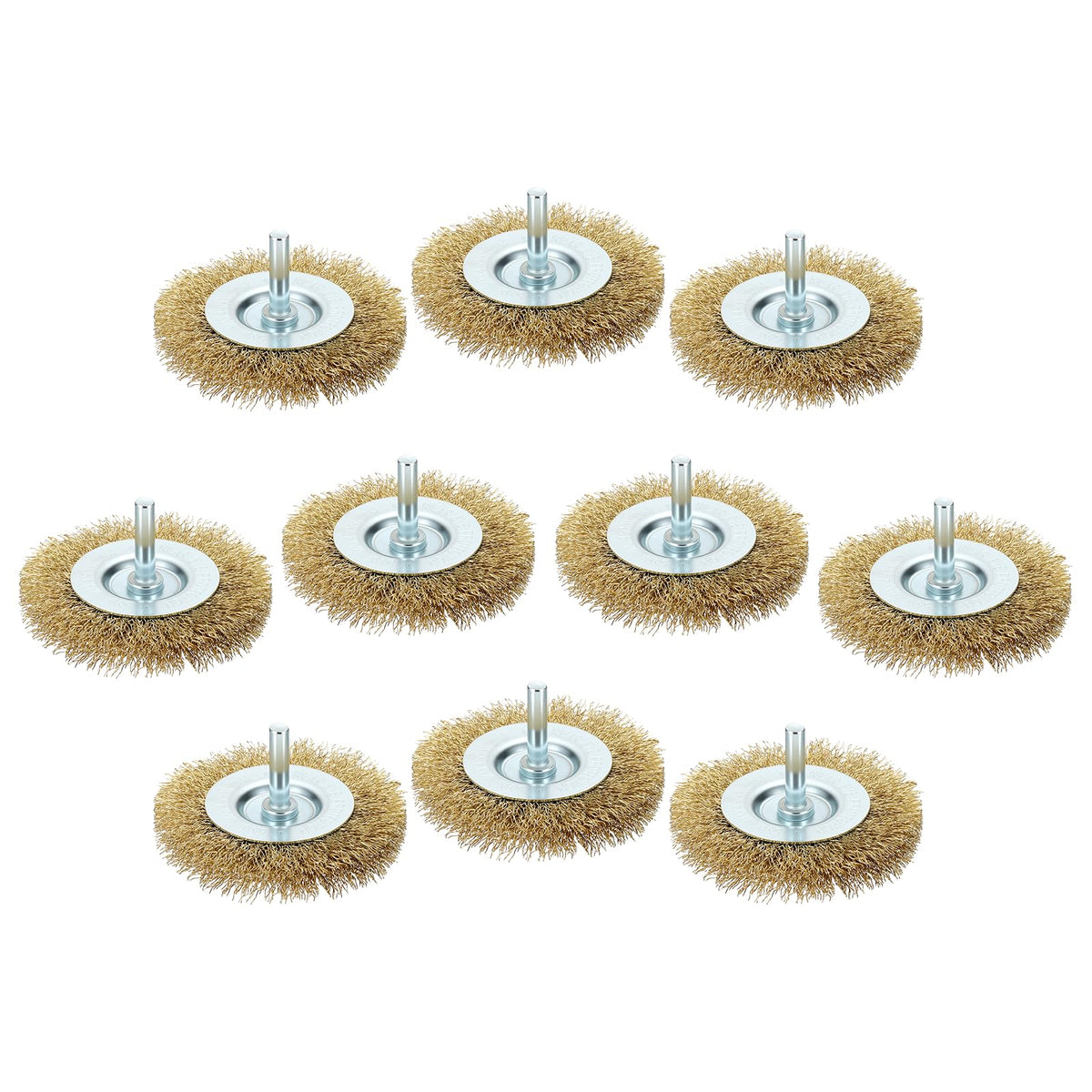 Rebower 10pcs 3in Wire Wheels for Drill with 1/4in Shank, Copper-Plated