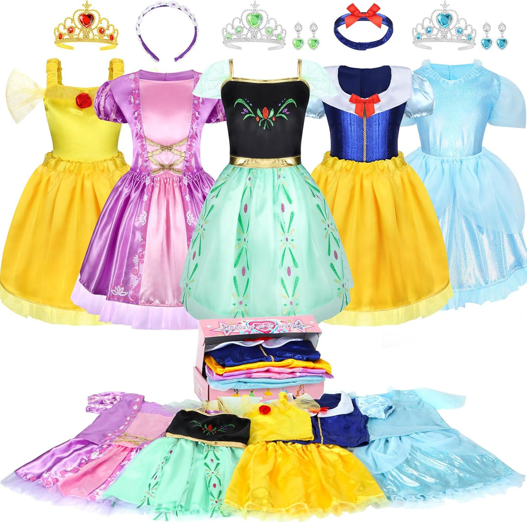 Princess Dress Up Clothes for Little Girl Role Play Costume Gift Set Princess Dress Up Toys for Toddler Girls