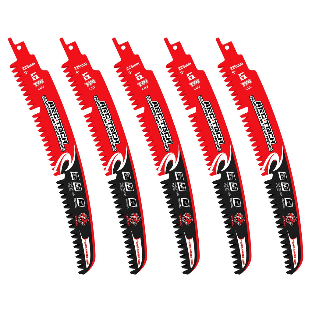 Arc Edge Reciprocating Saw Blades, 9-Inch 6TPI for Tree Trimming, 5-Pack