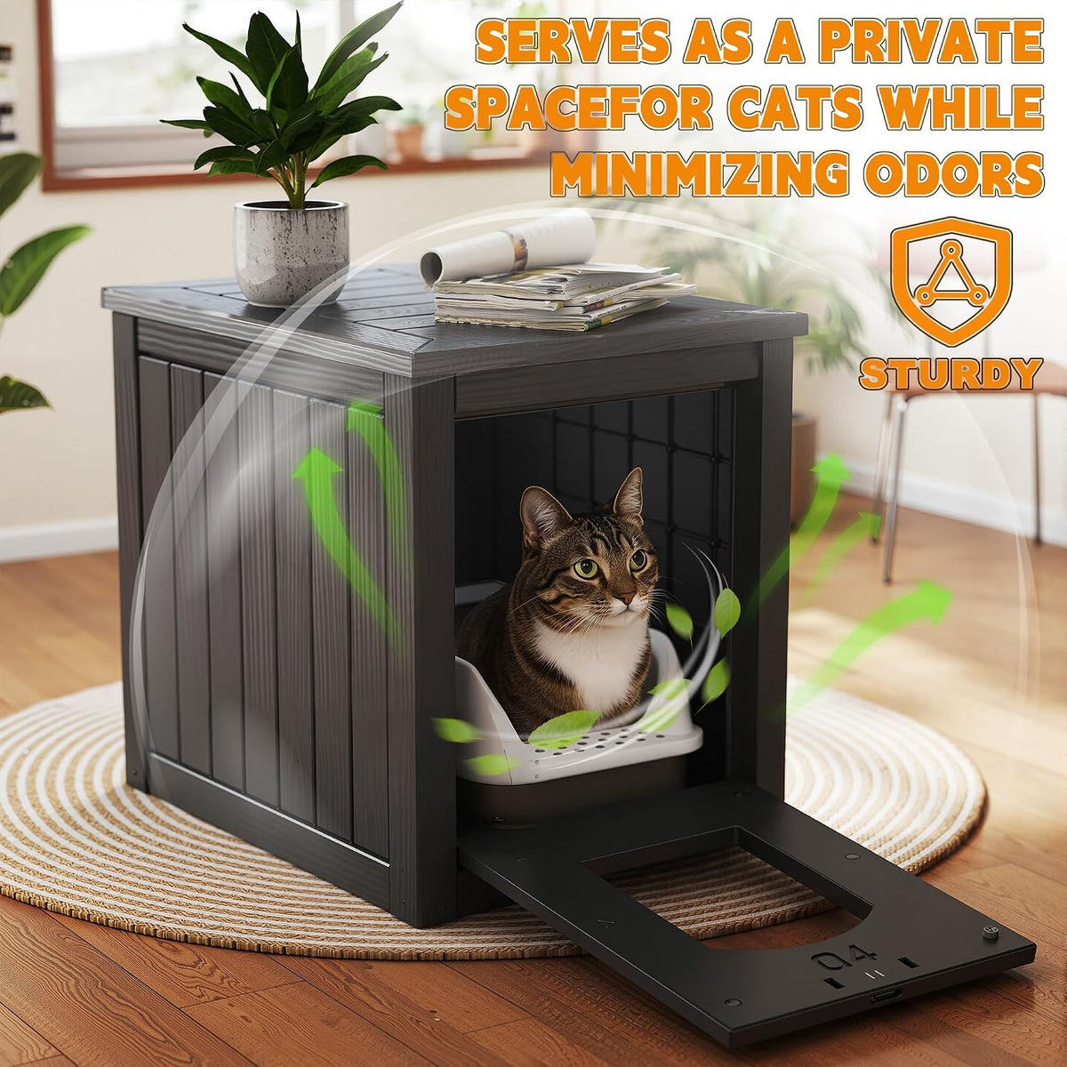 Cat Litter Box Enclosure, Black