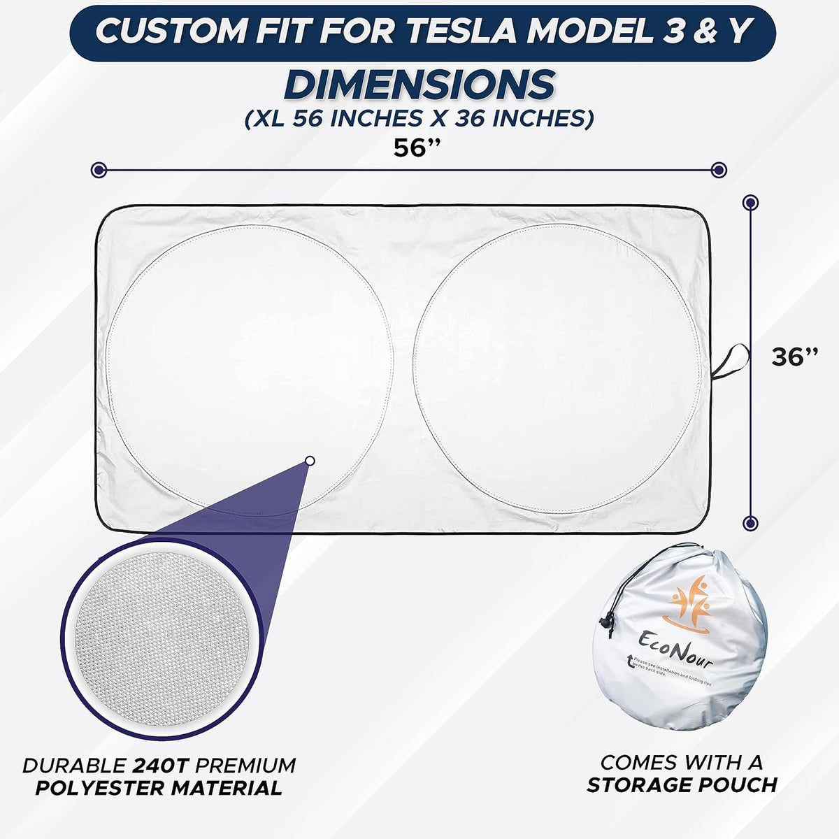 Windshield Sun Shade Compatible for Tesla Model 3 & Model Y Juniper 2017-2024 2025 2026, Sun Visor for EV Front