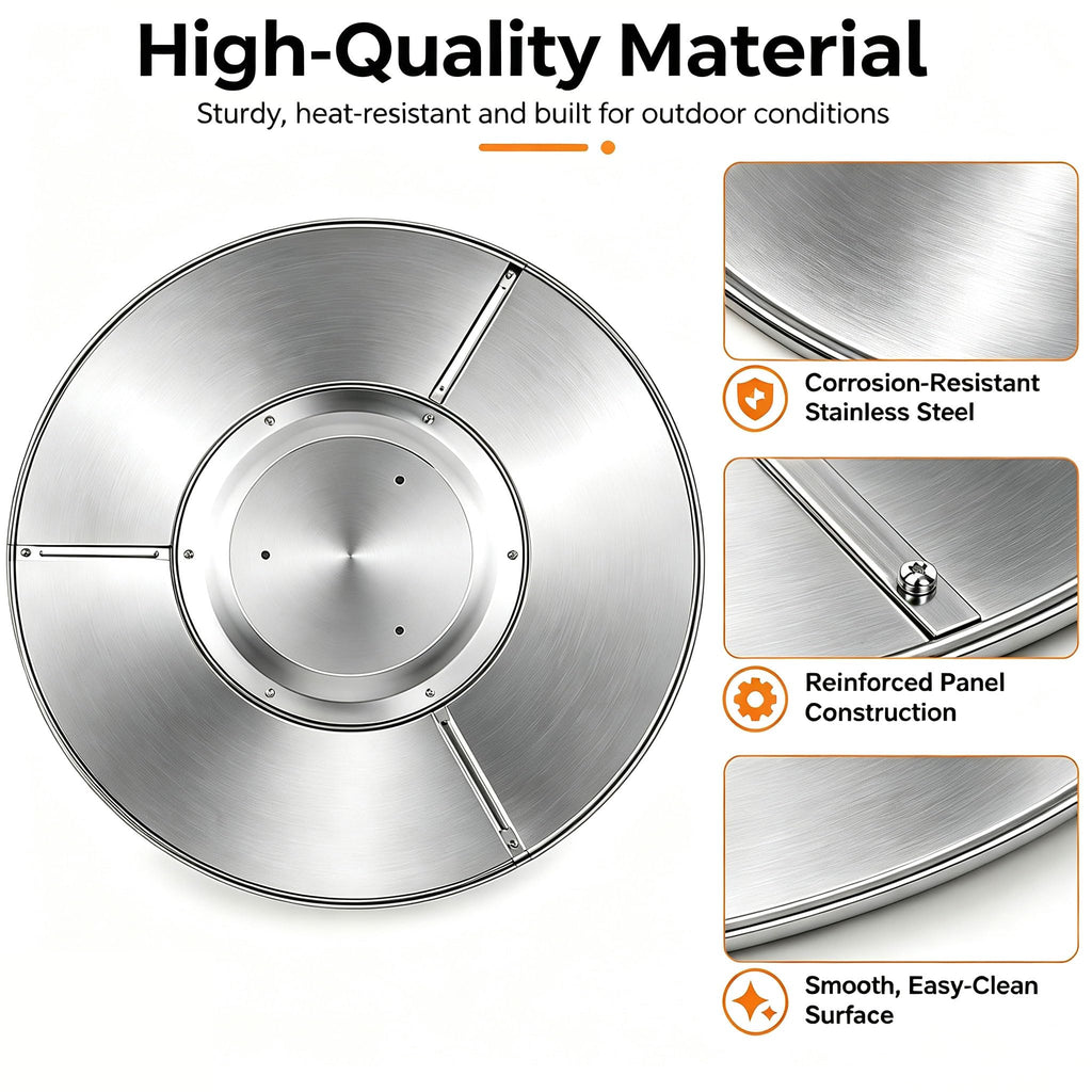 33 Inch Round Patio Heater Reflector Shield, 3 Pre-Drilled Holes