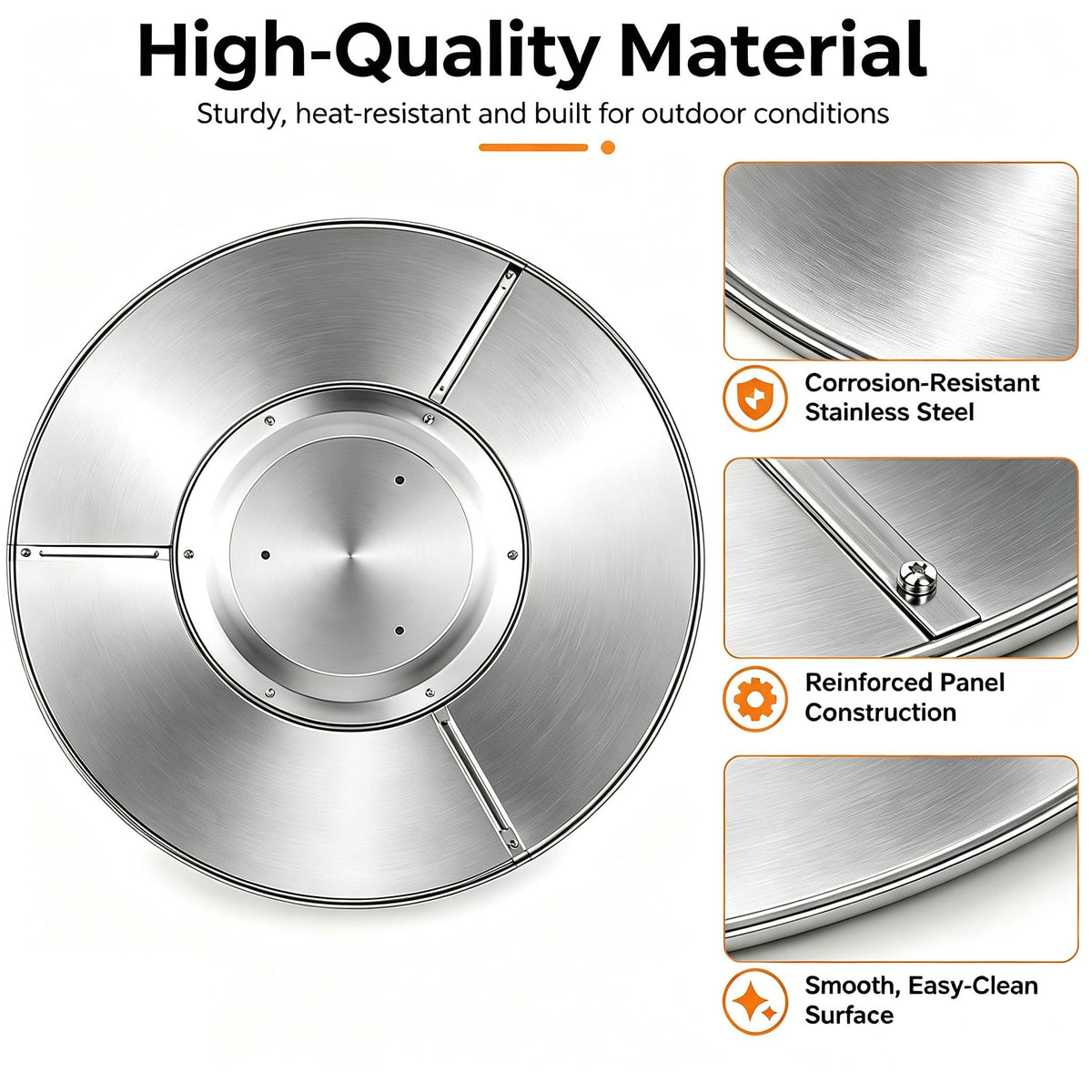 33 Inch Round Patio Heater Reflector Shield, 3 Pre-Drilled Holes