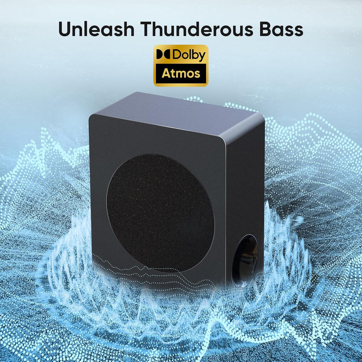 Sound bar with subwoofer, 200W 2.1 ch soundbar w/Dolby Atmos Surround Sound System, 3D Bass Adjustable Home Theater
