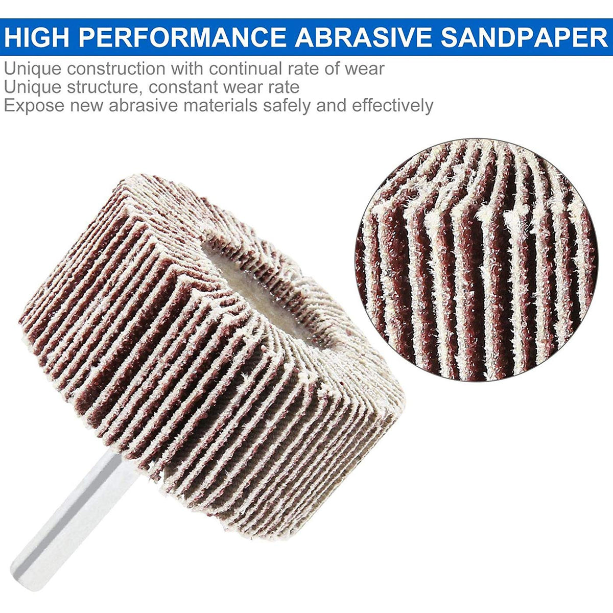 Mixiflor 50 Pack Flap Wheel Sander,1" x 1" x 1/4" Shank Flap Wheels