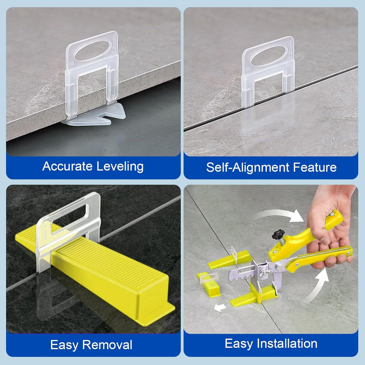 Tile Leveling System Clips - 500-Piece DIY Tiles Leveler Spacers - Tile Leveling System for Professional Ceramic Tile