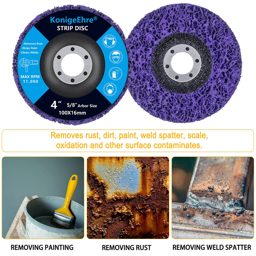 12 Pack 4" x 5/8" Strip Discs Stripping Wheel Fit Angle Grinder Clean and Remove Paint Coating Rust Welds Oxidation