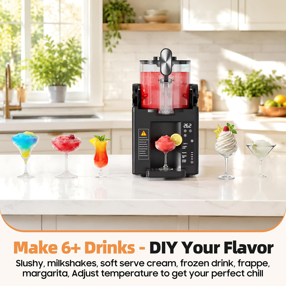 Slushie Machine for Home, 67oz No Ice Needed Frozen Drink Maker