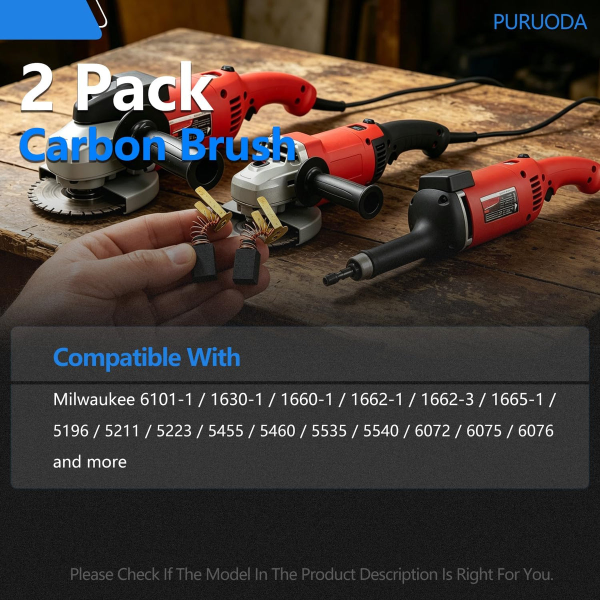 2 Pack Carbon Brush Compatible With Milwaukee Replace 22-18-0680 22-18-0620