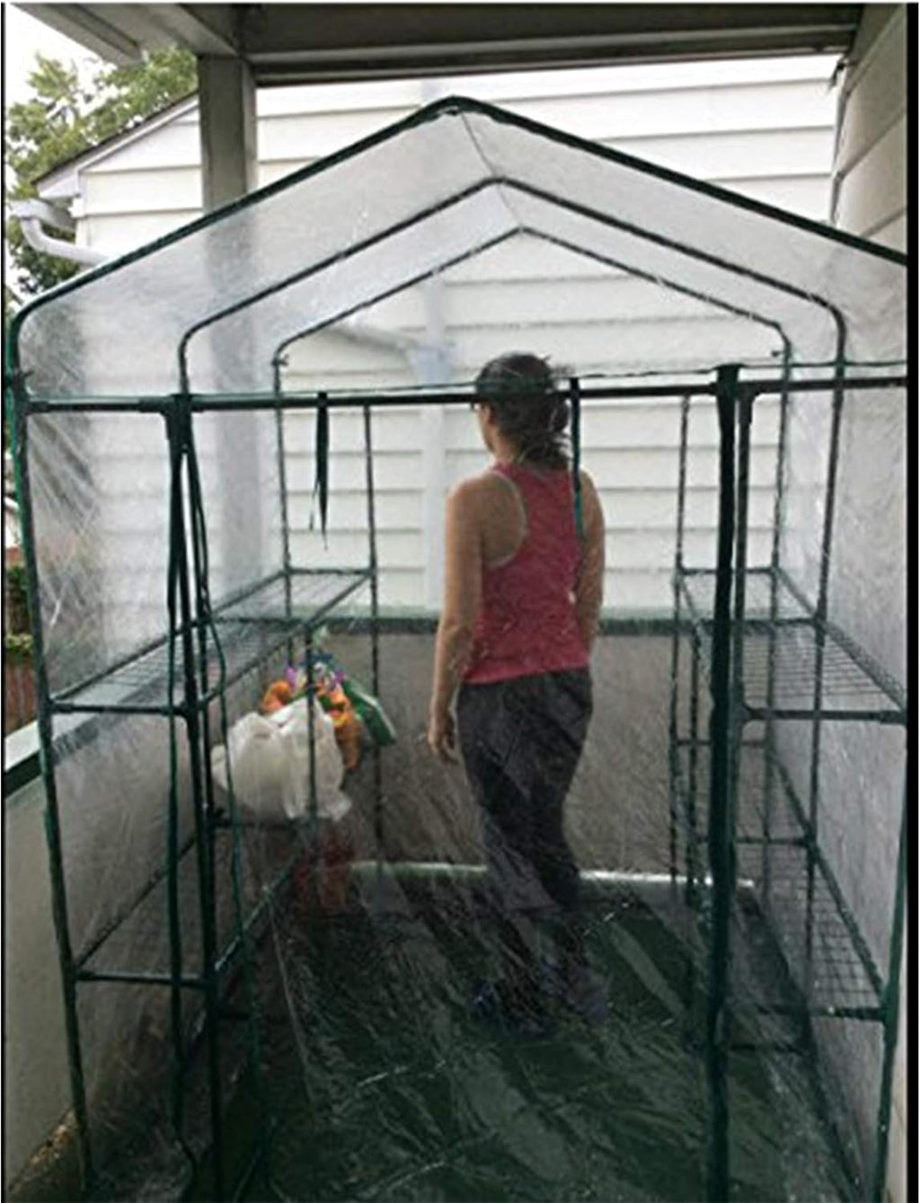 Greenhouse - Walk in Greenhouse with 8 Sturdy Shelves and PVC Cover for Indoor or Outdoor Use - 56 x 56 x 76-Inch