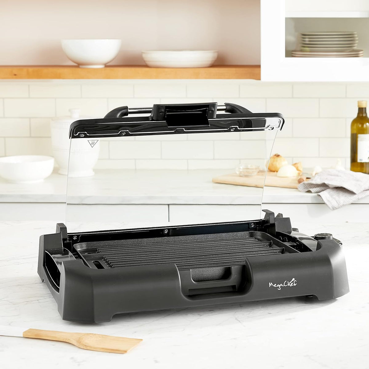 Dual Surface Reversible Indoor Grill and Griddle with Removable Glass Lid