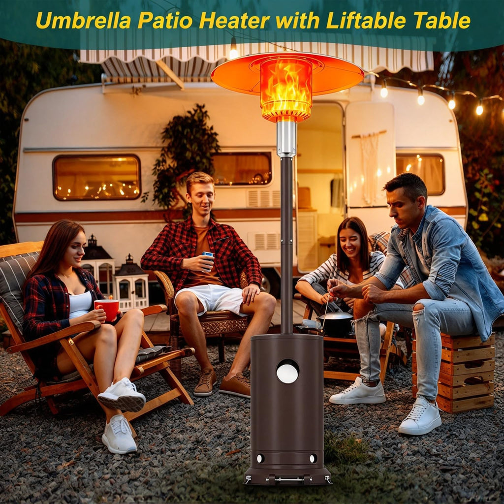 Stainless Steel Propane Outdoor Patio Heater with Wheels 48000 BTU