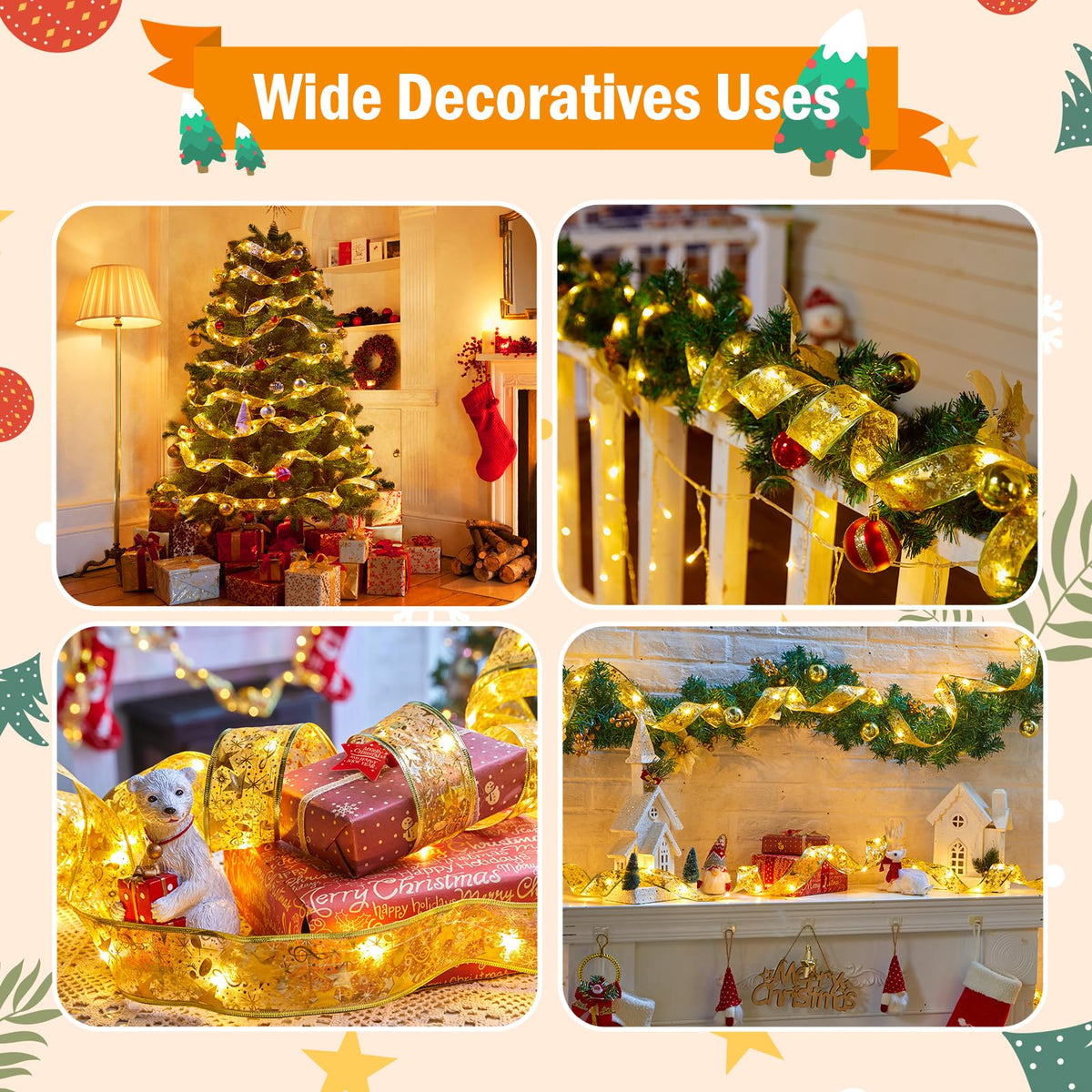 Christmas Tree Ribbon String Lights