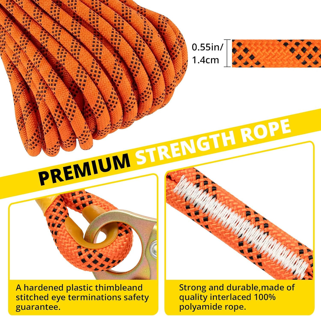 TRSMIMA Roofing Fall Protection Rope - 50ft Safety Rope for Roofing | Fall Protection Rope Heavy Duty Harness Safety