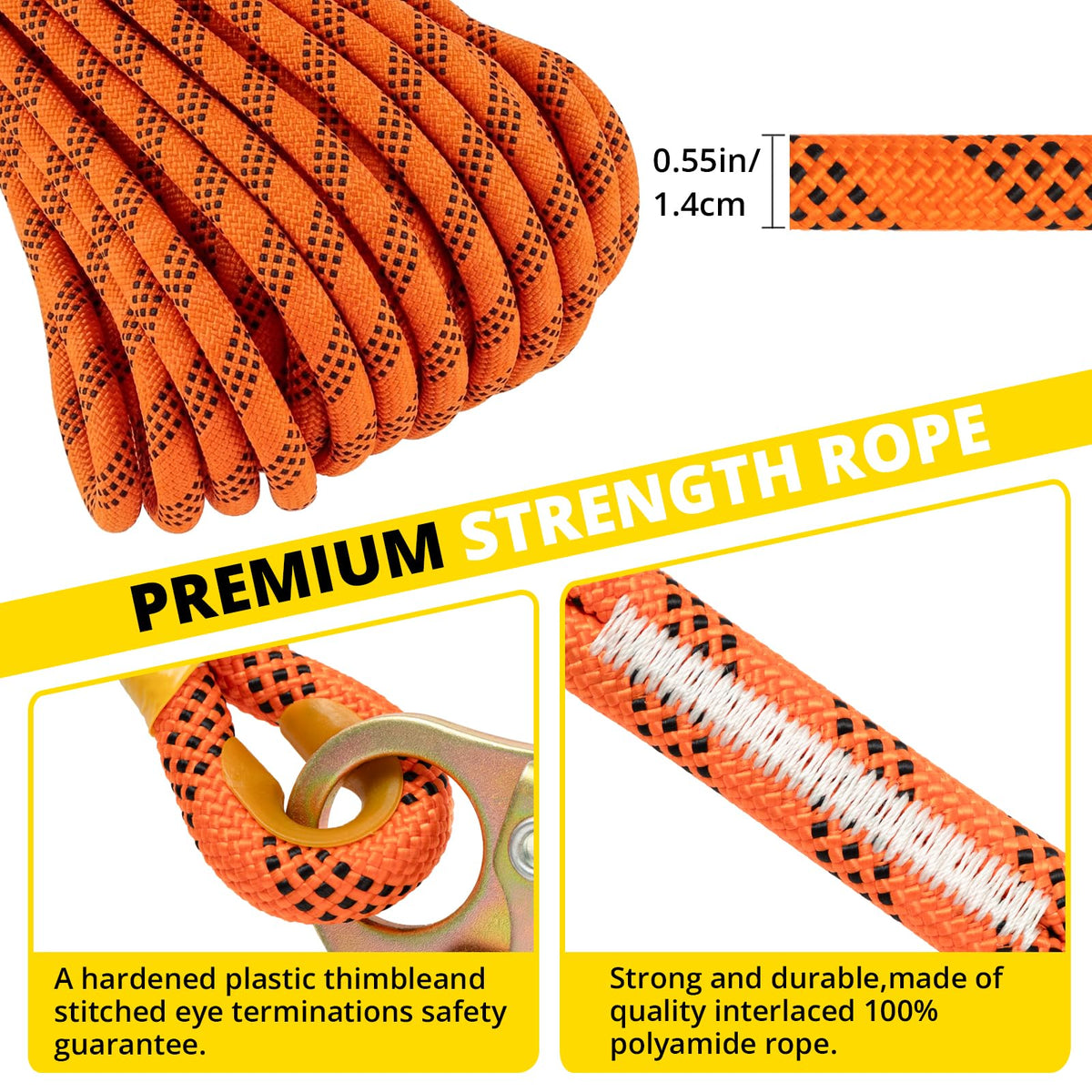 TRSMIMA Roofing Fall Protection Rope - 25ft Safety Rope for Roofing