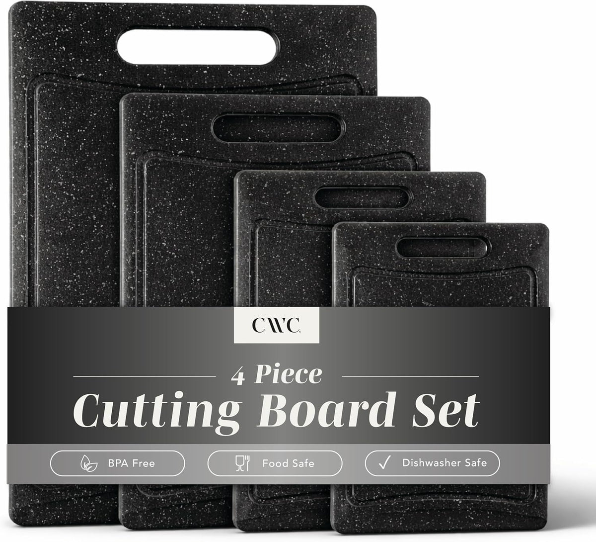 Non-Slip Cutting Board Set – Kitchen Essentials with Easy Grip Handle for Meat, Veggies, and Fruits, 4 Cutting