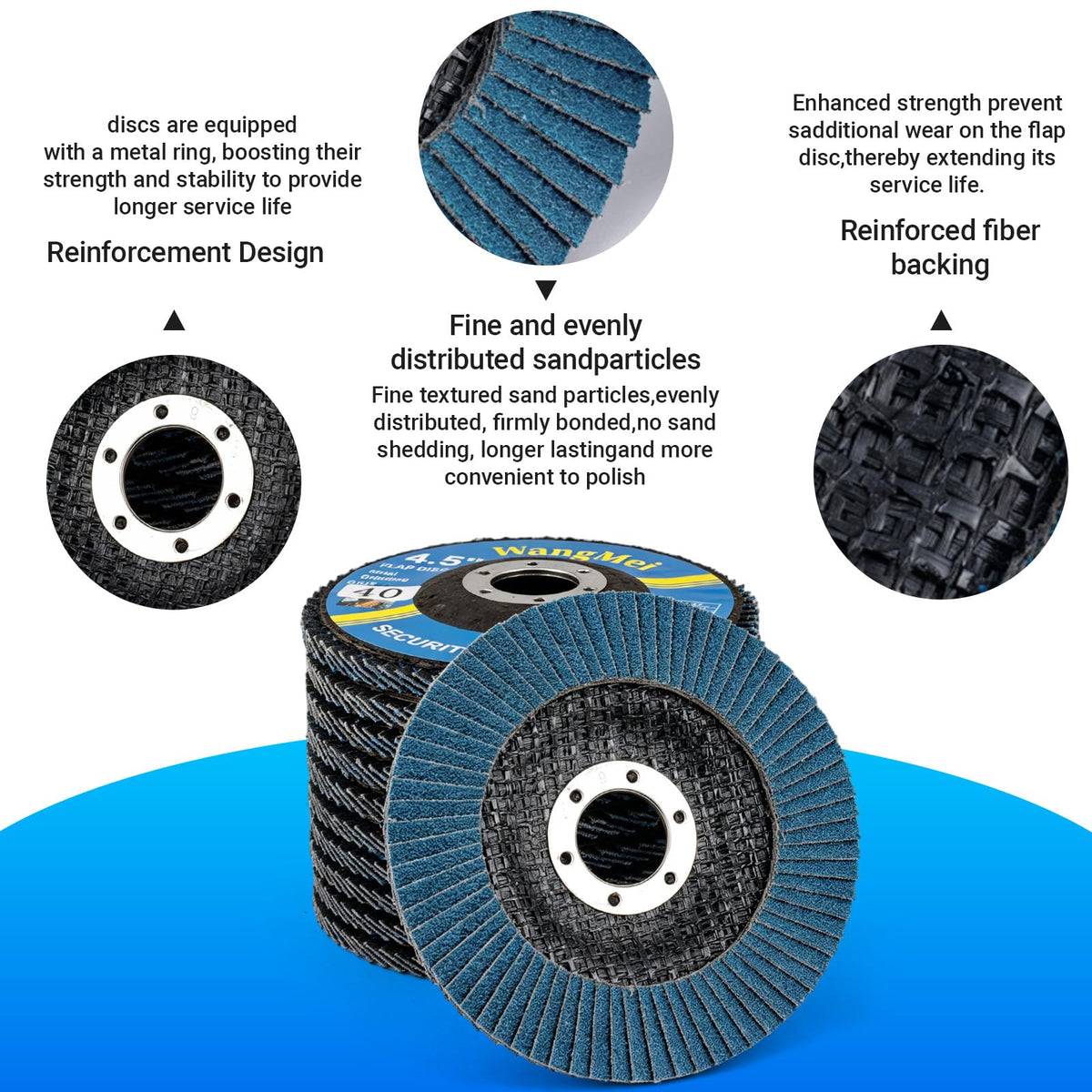 50 Pack Flap Discs 4 1/2 for Angle Grinder, 7/8" Arbor