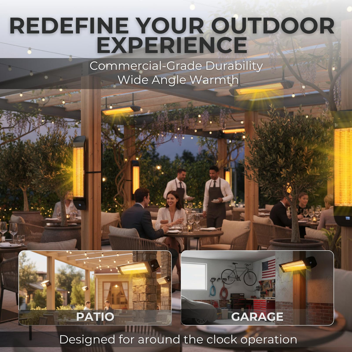 ZeboZap KDHT1500 1500W Infrared Electric Patio Heater for Gazebos, Pergolas, Decks, Garages, Backyards & Restaurants