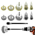 Daily Treasures 10 Pack Wire Wheel Cup Brush Set for Drill Abrasive with 1/4" Hex Shank,Extension Rod for Safty,Brass Coated Crimped Drill Sanding Attachment，Metal Brush for Drill Rust Removal