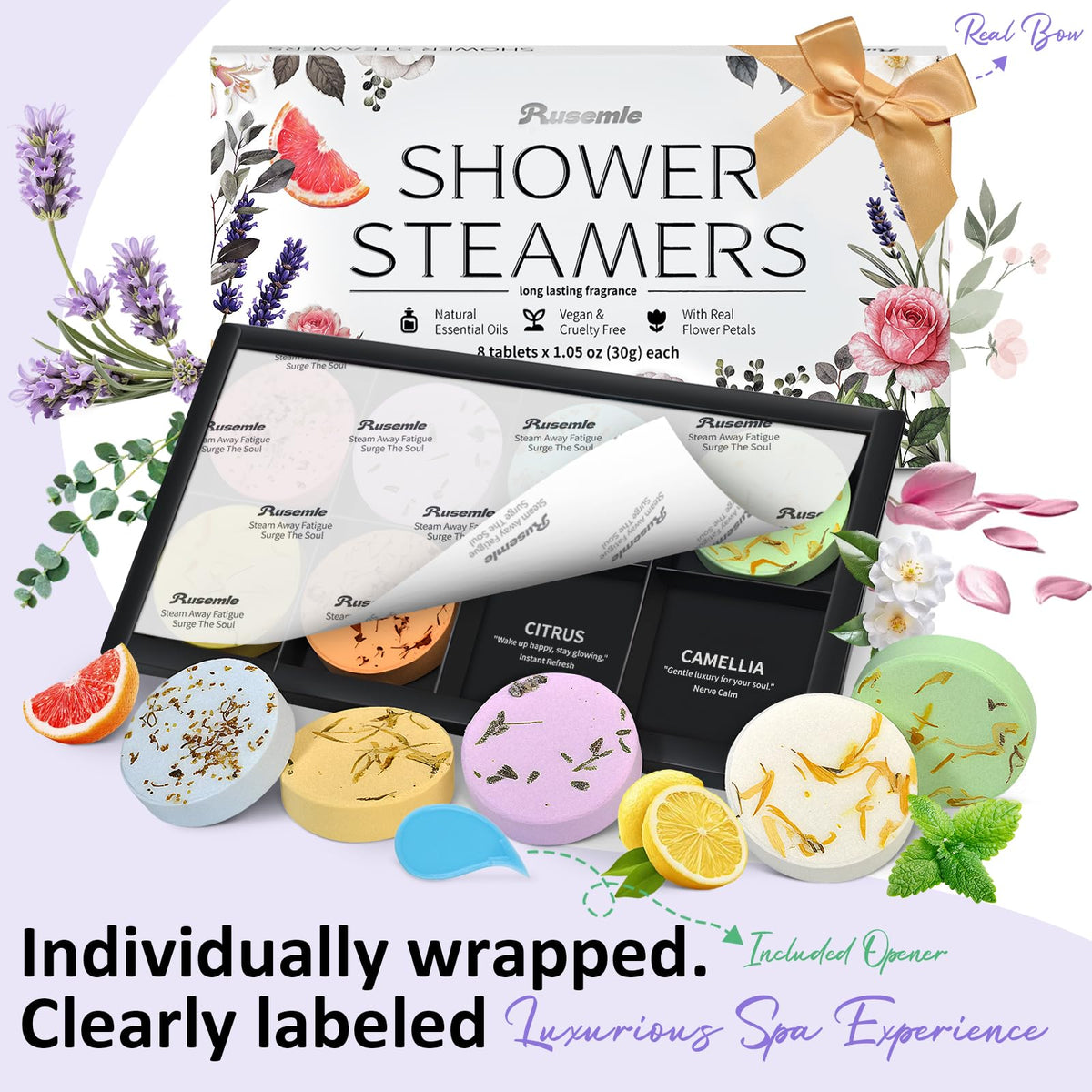 Shower Steamers Aromatherapy Birthday Gifts for Women - 8 Pack Shower Bombs Gift Set, Self Care Home Spa, Boo Basket