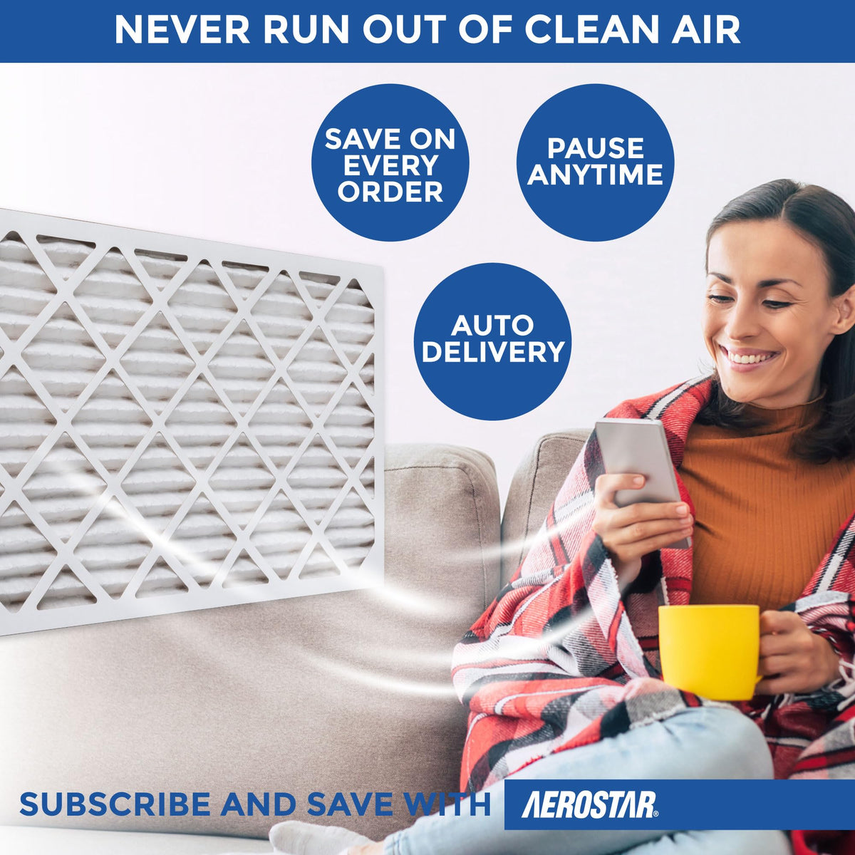 Air Filter 18x20x1 MERV 8 AC Filter, HVAC, Furnace Filter, 6 Pack