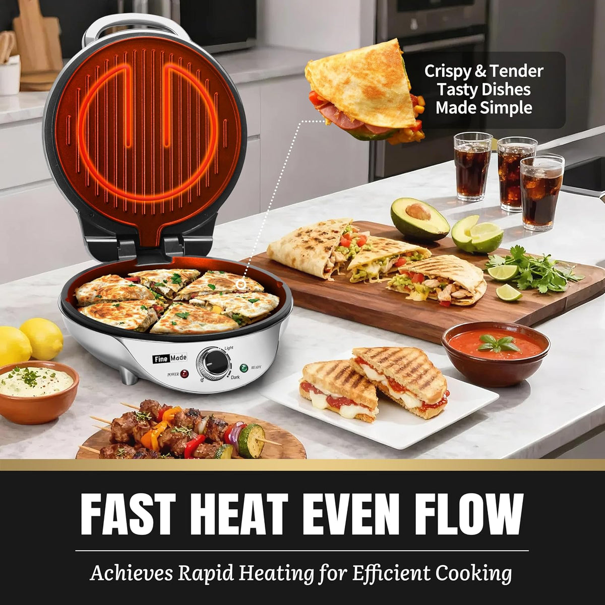 Electric Griddle Nonstick, Multi-Funtional Quesadilla Maker 10 Inch, Electric Grill Indoor, Pancake Griddle & Pan