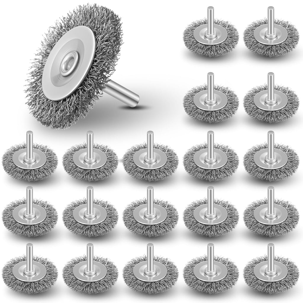Moxweyeni 20 Pcs 1.5 Inch Wire Wheel Brushes for Drill Bits, 1/4 Inch Shank