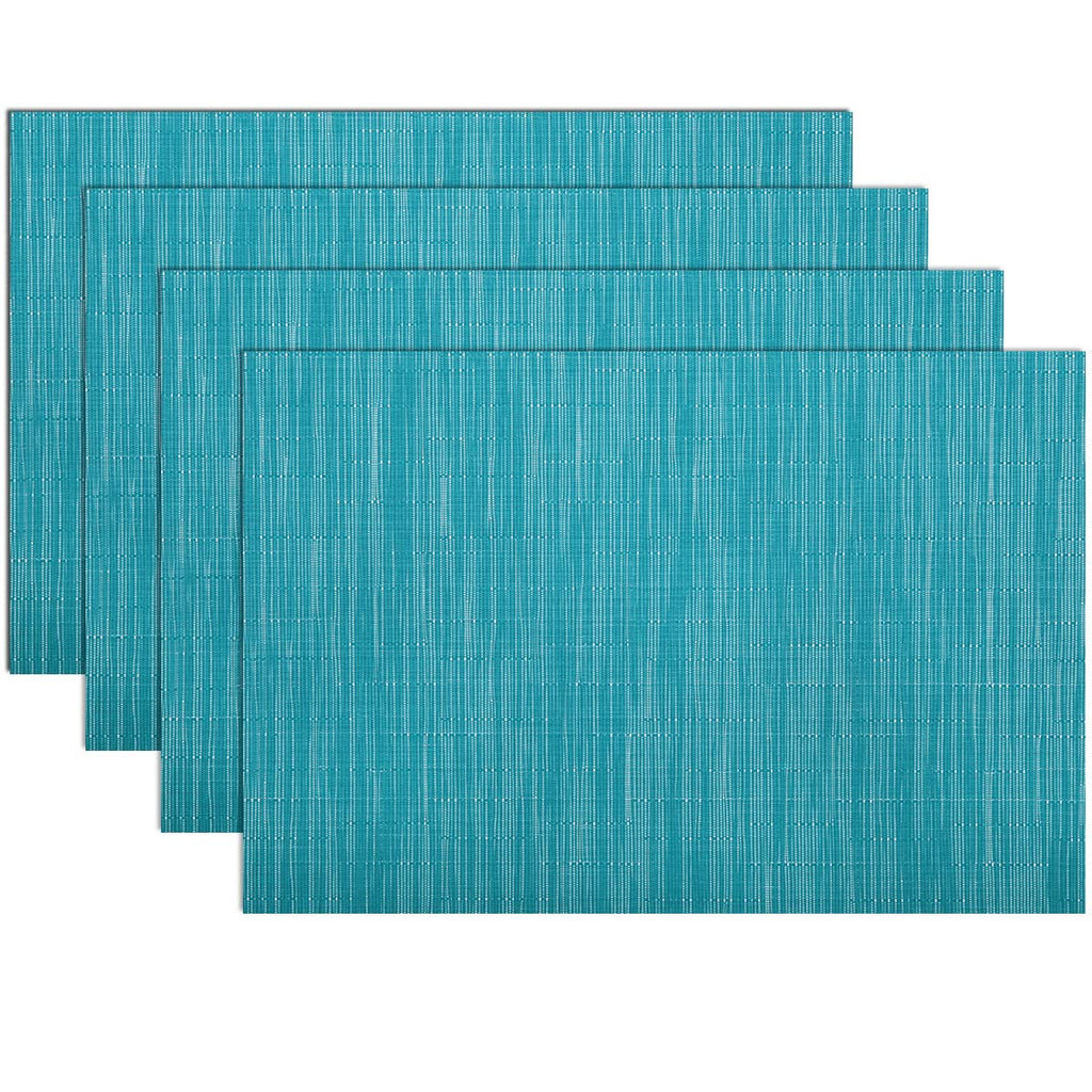 Teal Blue Placemats Set of 4 Woven Vinyl Place Mats Easy Clean Dry