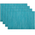 Teal Blue Placemats Set of 4 Woven Vinyl Place Mats Easy Clean Dry