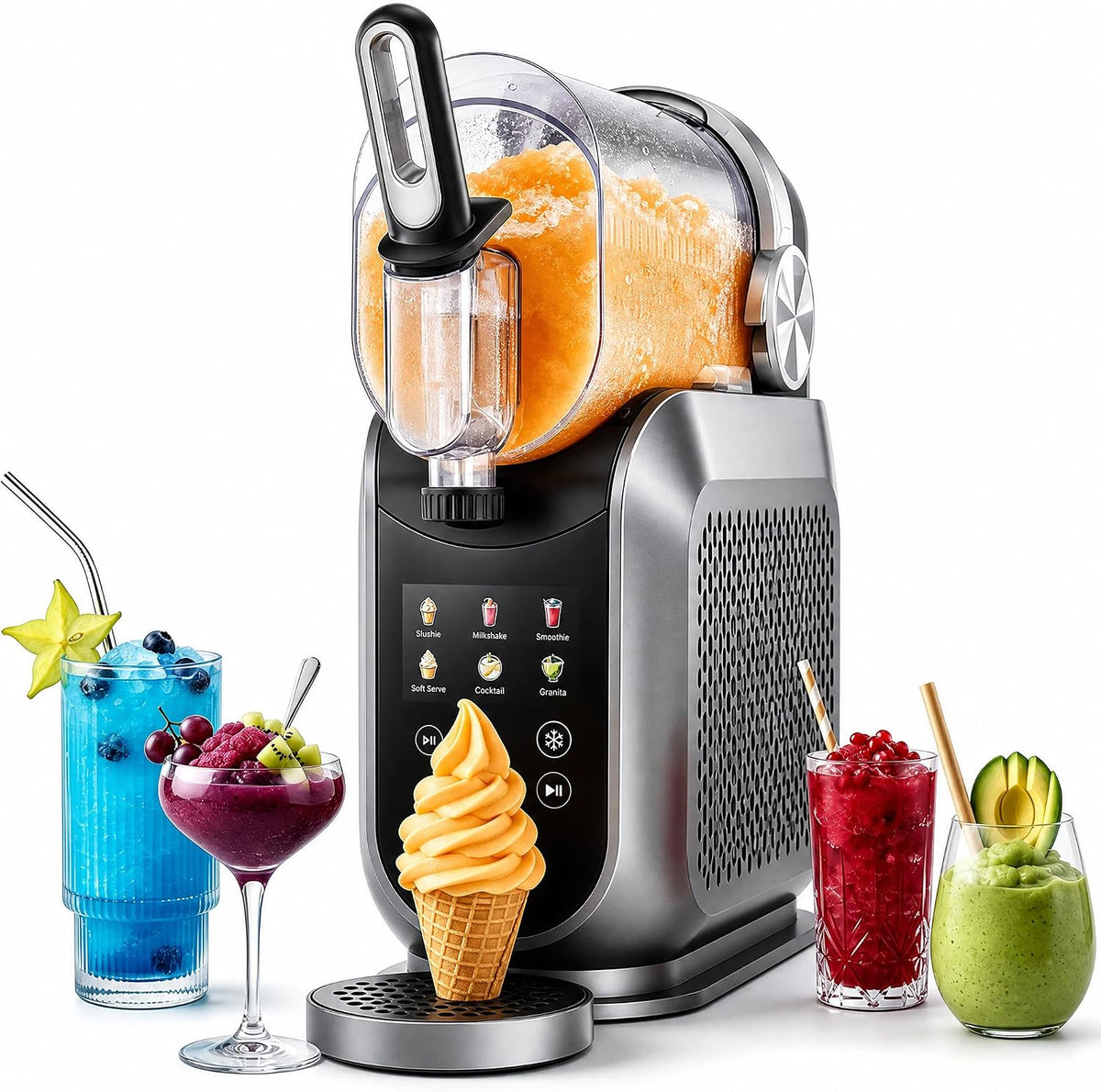 Slushie Machine & Soft Serve Ice Cream Maker for Home, 2.6L/88oz