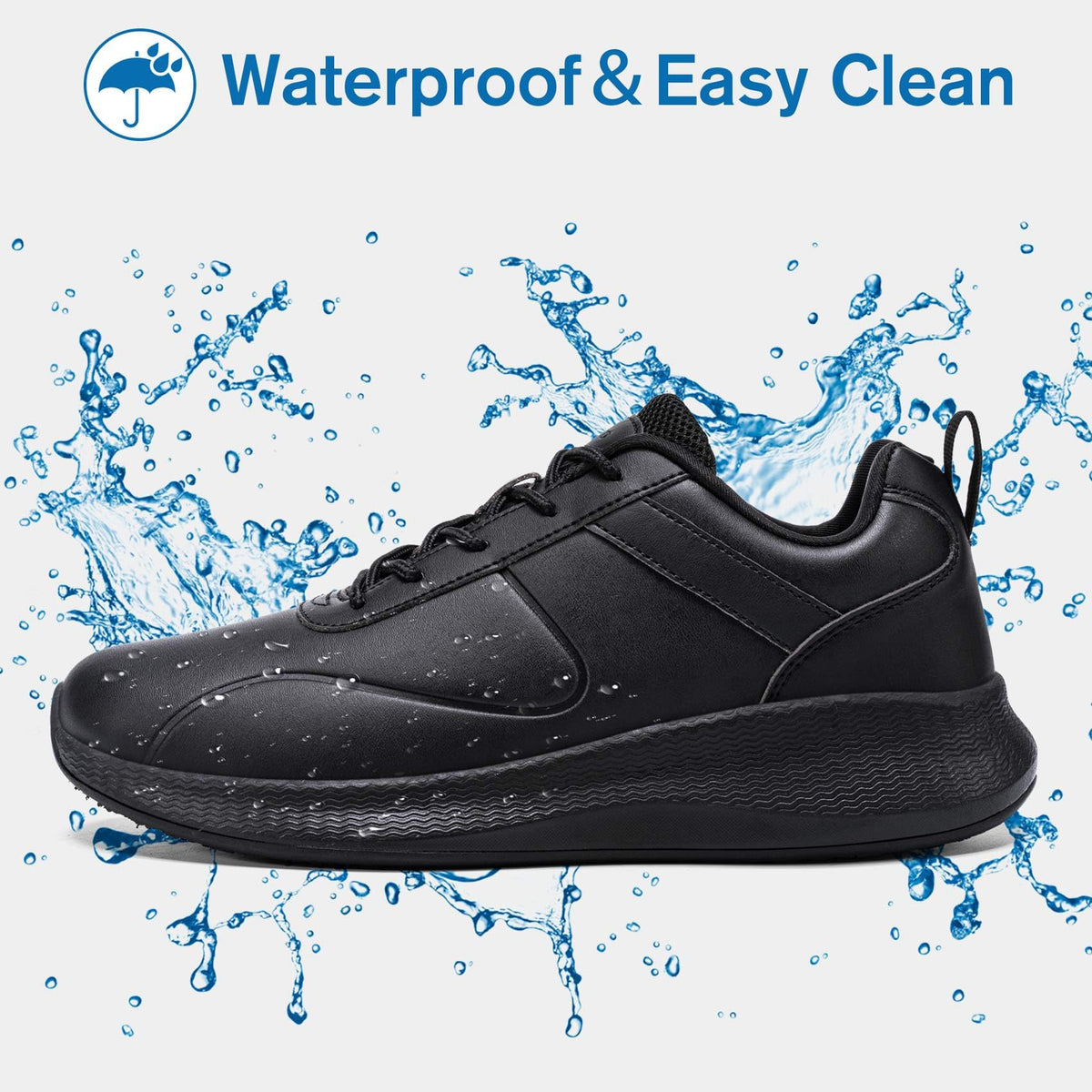 Non Slip Work Shoes for Women Food Service Sneakers, Black,7.5