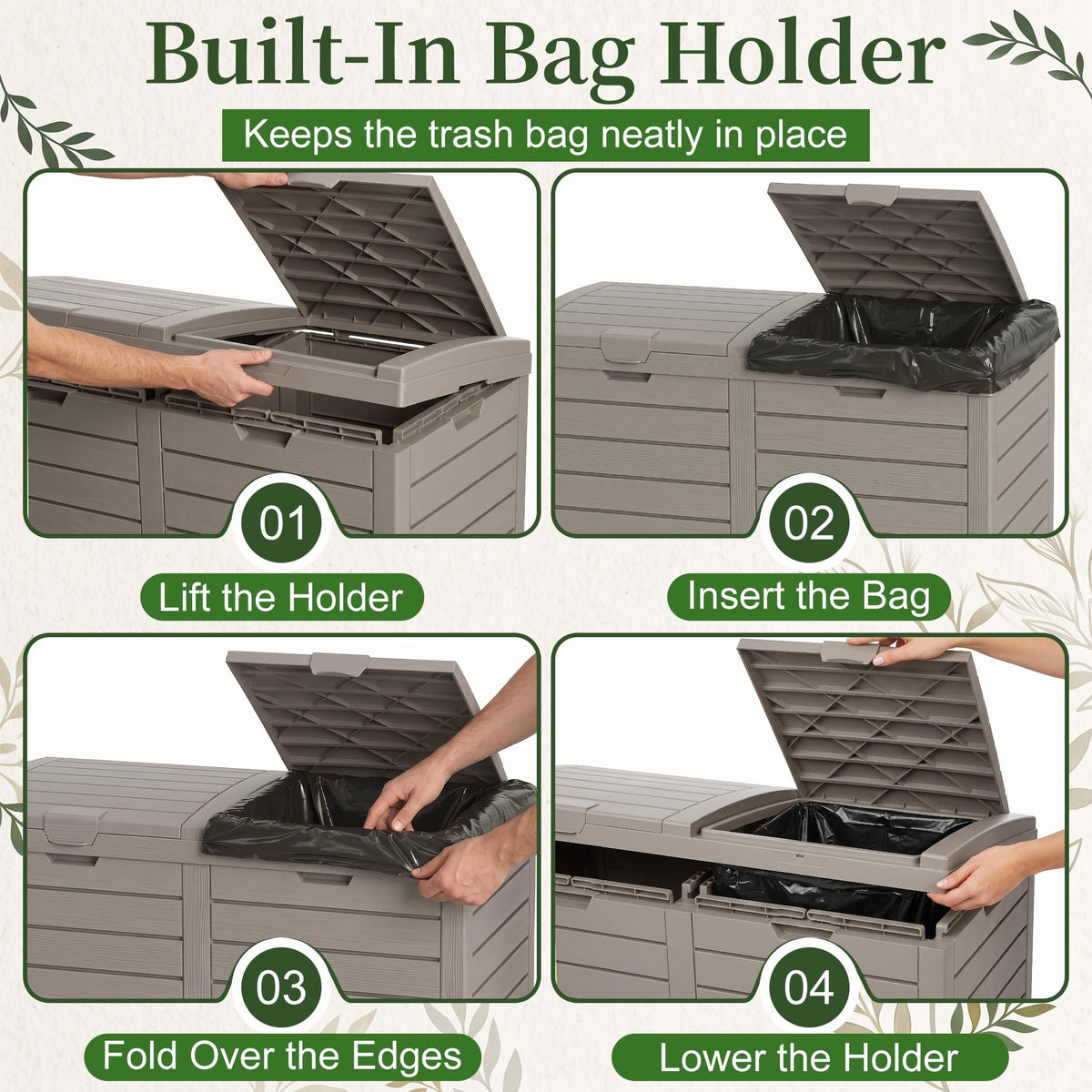 Outdoor Trash Can with Lid, 110 Gallon Garbage Can with Drip Tray
