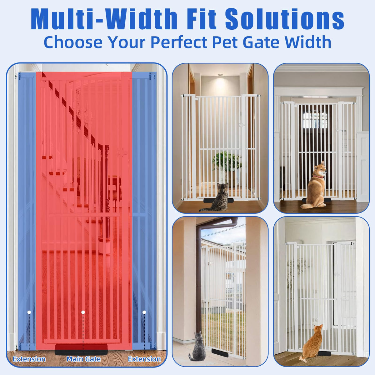 71" Extra-Tall Full-Height Anti-Jump Cat & Pet Safety Gate with Narrow Bar Spacing & Double-Lock Walk-Through Door for Doorways & Stairs