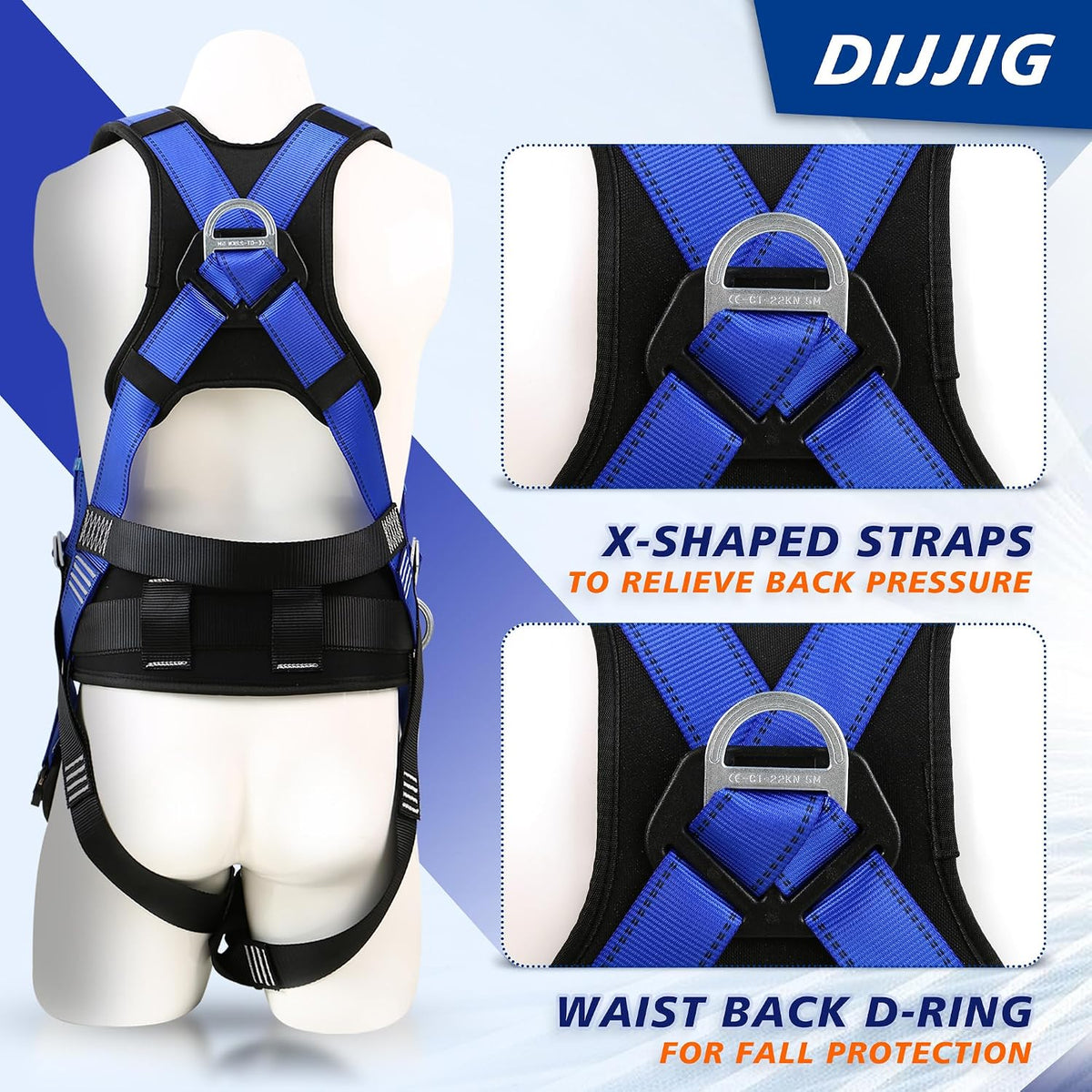 Safety Harness Fall Protection Kit with Shock Absorbing Lanyard | Safety Straps Upgrade Quick Buckles, Roofing