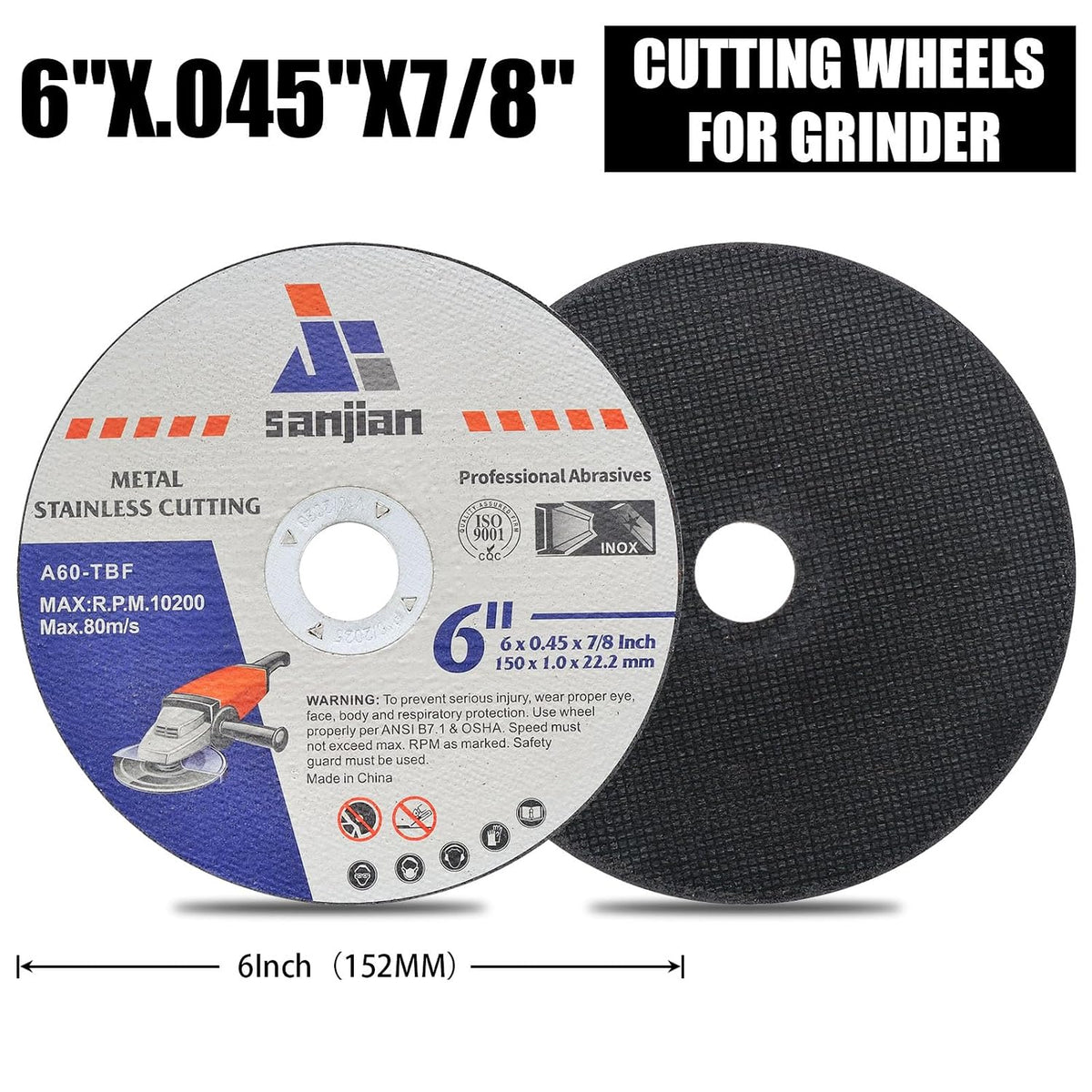 6” Cut Off Wheels for Metal 25 PCS 6 x .045 x 7/8 Inch Cutting Wheels