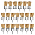 ATOPLEE 20pcs Brass Coated Wire Brush Wheel & Cup Brush Set with 1/4 Inch Round Shank,Diameter 1-3/16‘’（30mm） Crimped Wire Brush Wheel for Rust Removal, Corrosion and Scrub Surfaces,for Drill Attachme