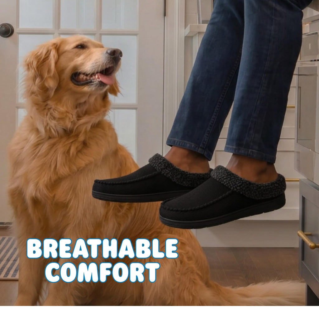 Men's Indoor/Outdoor Breathable Memory Foam Clog Offered in Wide Widths, Black (Twill), Medium