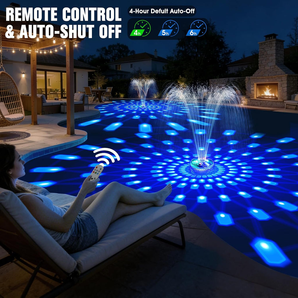 Floating Pool Fountain with Remote,8000mAh Pool Water Fountain Pump-White | Remote&Button Dual Control,4.3FT Max