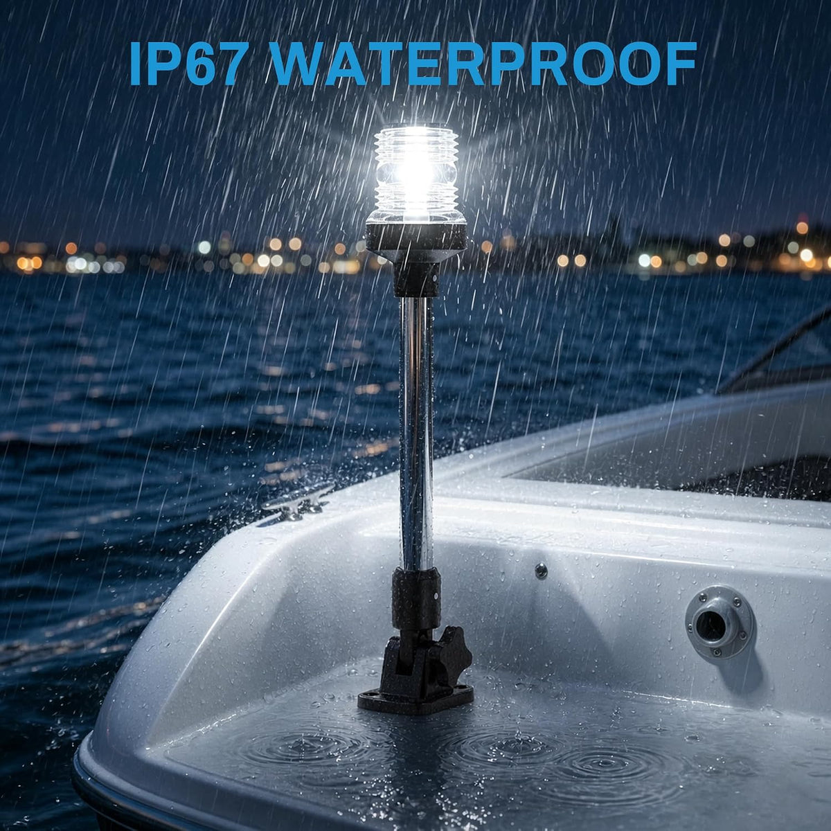 Obcursco Boat Stern Lights, 180° Fold-Down Anchor Light, Marine Use