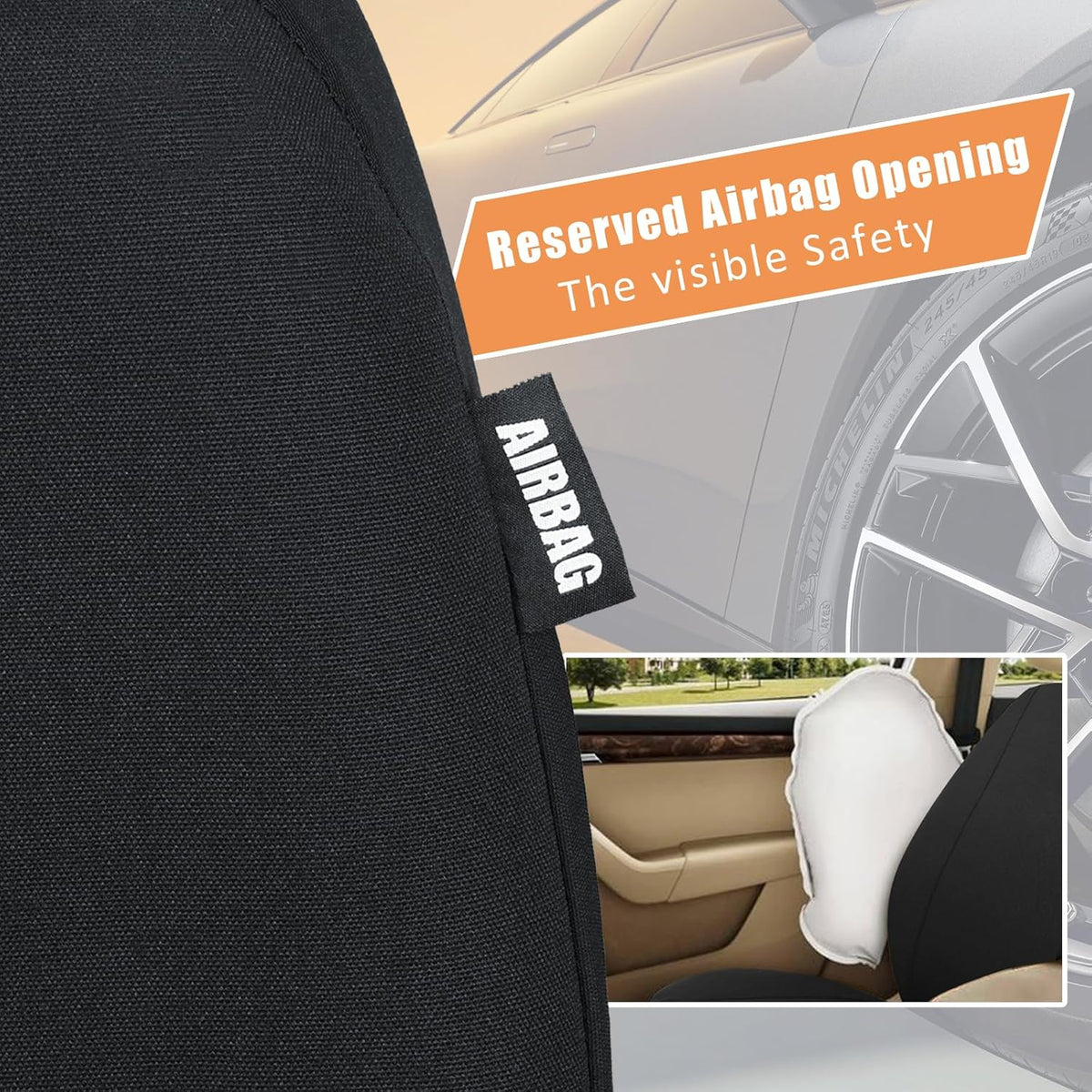 Car Seat Covers, Canvas Seat Protectors for Two Front Seats, Universal Fits Sedan Cars, SUVs, Trucks, and Mini Vans