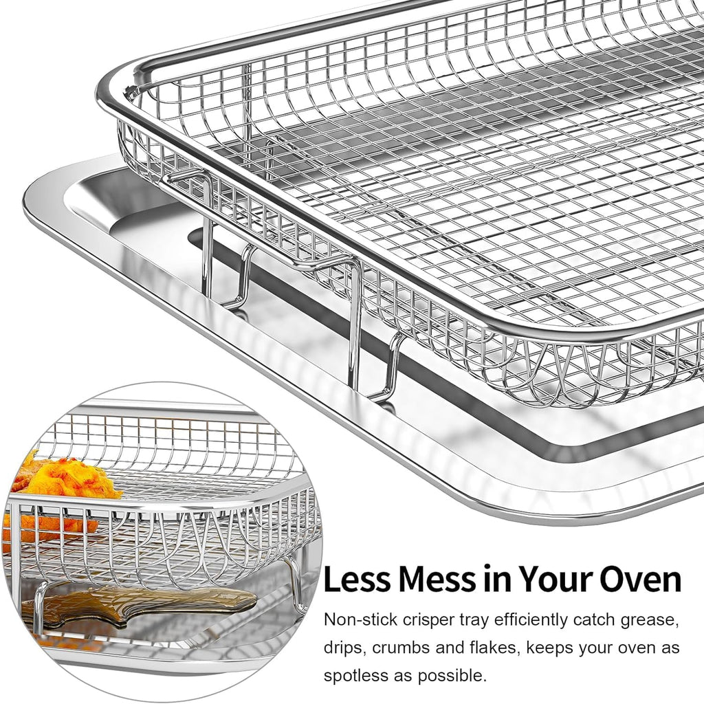 Air Fryer Basket for Oven, OPENICE Oven Air Fryer Basket and Tray Set | 15.3"x11.0" Stainless Steel Air Fryer Tray