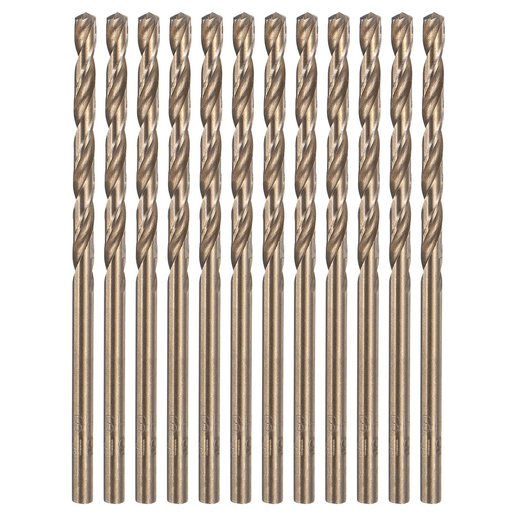 HARFINGTON 12pcs Cobalt Drill Bit, #31 0.12" HSS-CO Aircraft Twist Drill Bit with Straight Round Shank for Drilling Stainless Steel Cast Iron Tough Material