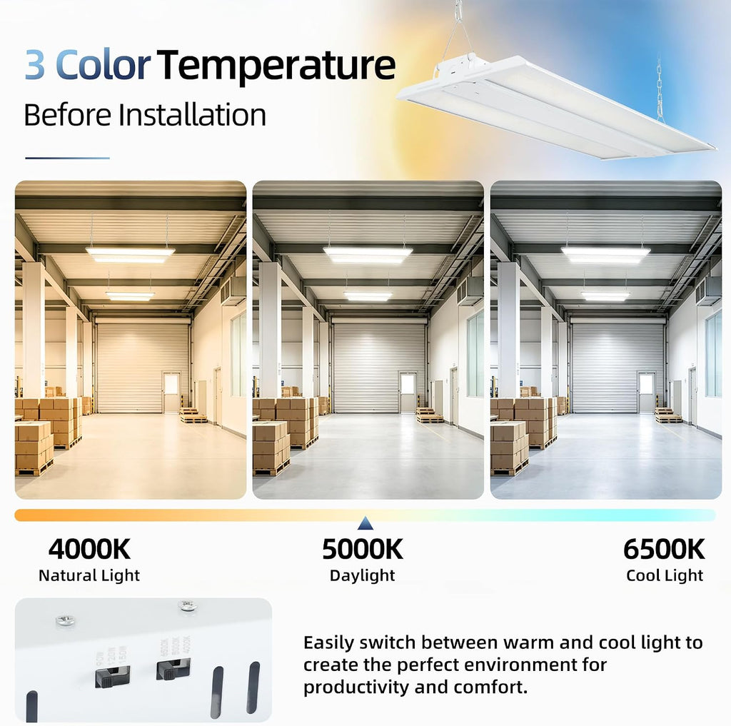 hykolity 2FT LED Linear High Bay Light, 3CCT 4000K/5000K/6500K, 150LM/W