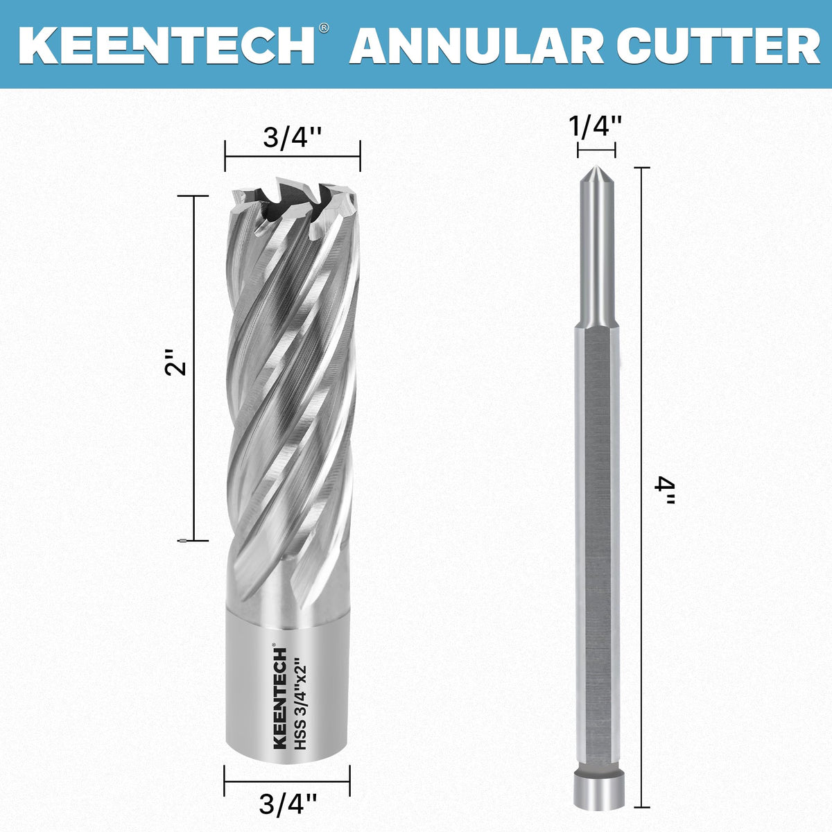 KEENTECH M2AL HSS Annular Cutter,3/4 Inch Diameter x 2 Inch Depth