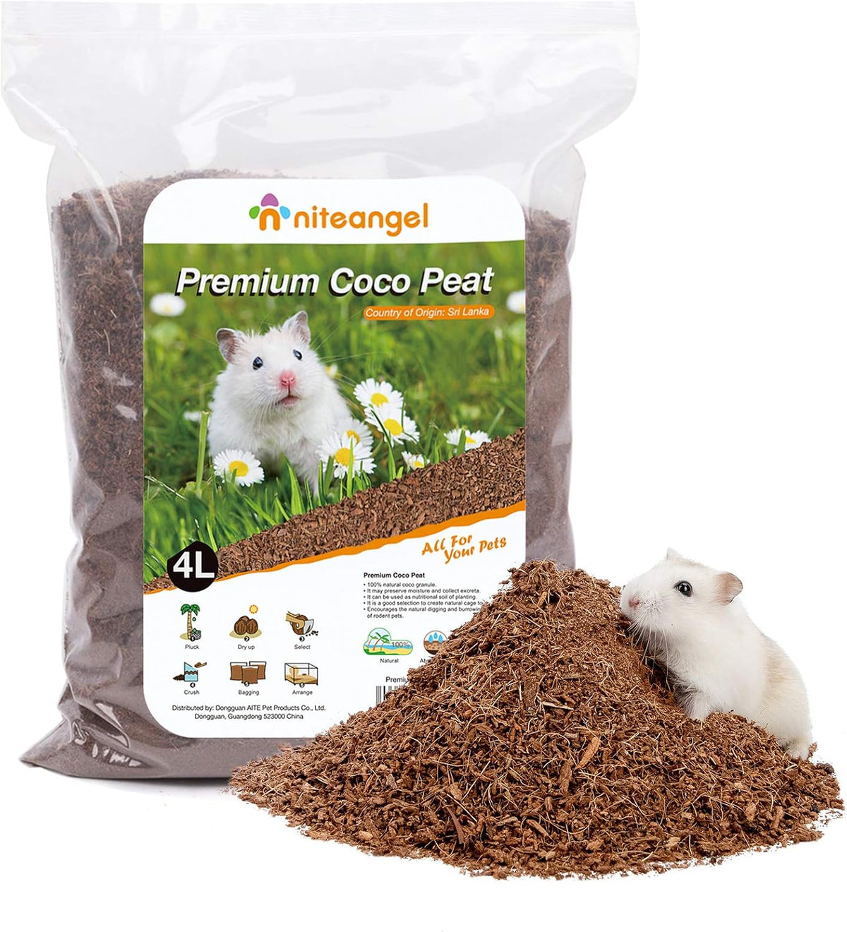 Natural Coco/Cork Hamster Bedding: 4L Absorb Odors & Low Dust