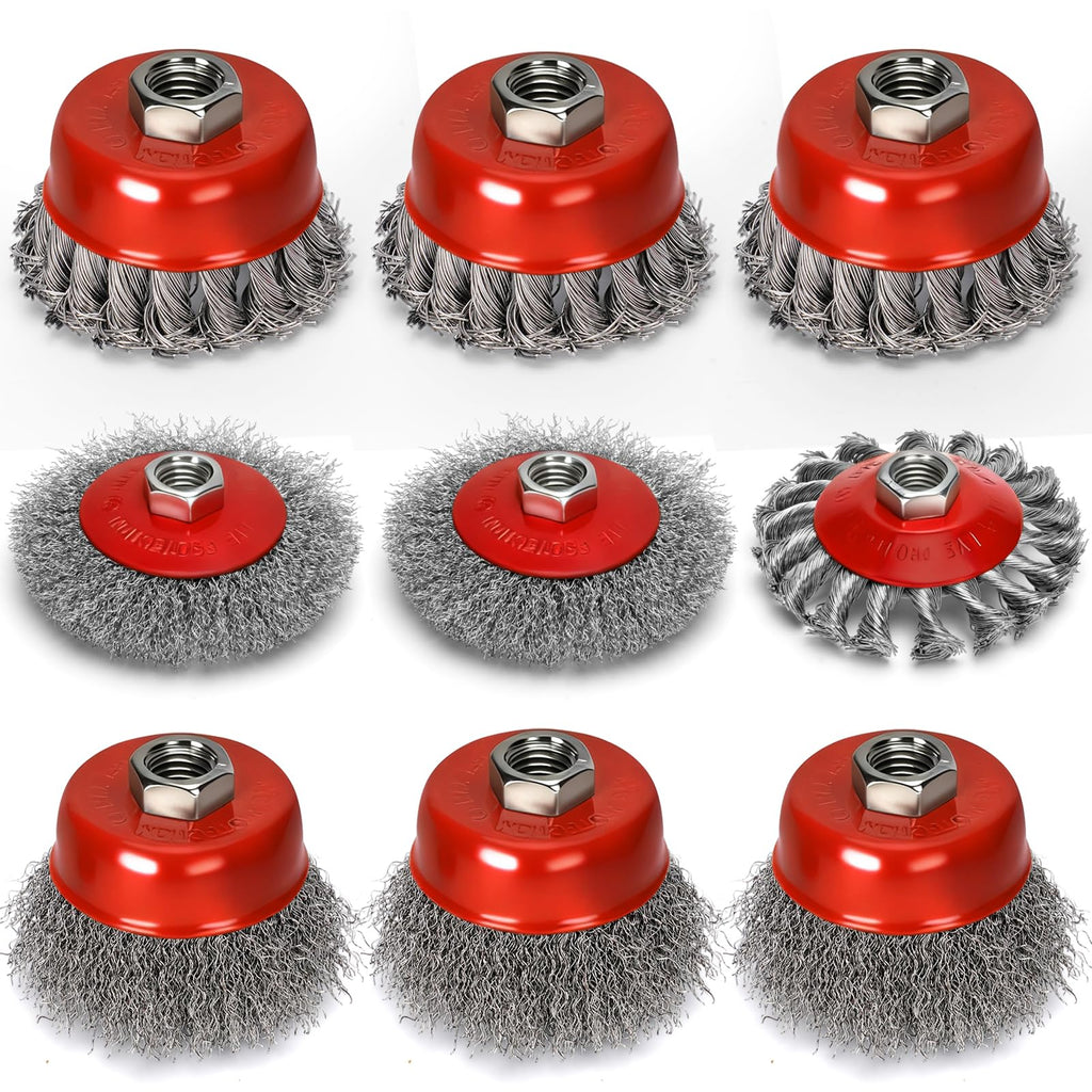 Lmutexyi 9Pcs Wire Wheel for Angle Grinder, 4 & 3In Knotted/Crimped