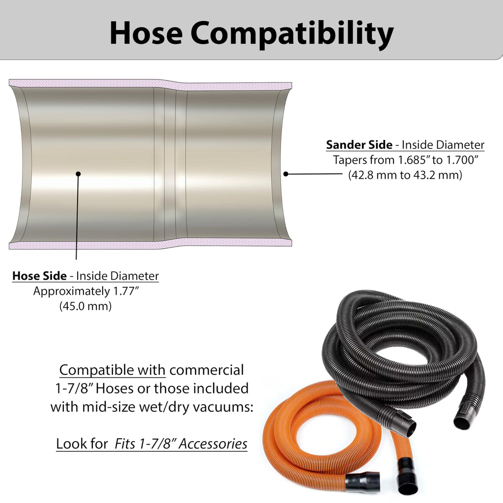 HuttonTOOLS Hose Adapter for DeWalt & Craftsman Sanders (1-7/8" Hose)